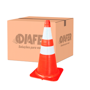 Kit 10 Cones Para Sinalização Plastcor NBR 75cm Branco/Laranja Refletivo Caixa